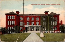 Old Postcard Fitchburg MA State Normal School c1910-1920 Women Big Dresses