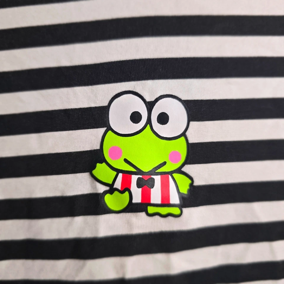 Hello Kitty x Forever 21 Keroppi Striped Raglan T-Shirt Women's L Black White - Image 3 of 4
