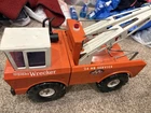 Vintage Mighty Tonka AA double boom wrecker tow truck pressed steel toy truck
