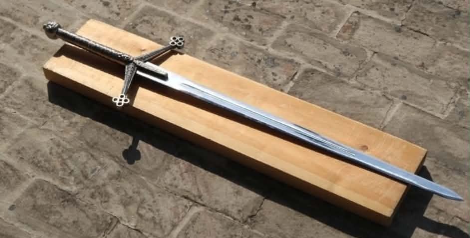 Espada de fantasía medieval coleccionable decoración de exhibición con funda negra no afilada