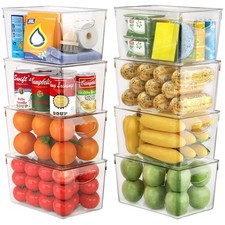 8 Pack Clear Storage Bins with Lids Stackable, Large Plastic Storage Bins