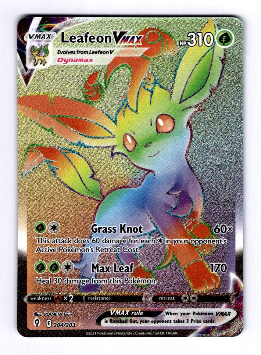 Leafeon VMAX (Secret) SWSH07: Evolving Skies #204 (2021) Holo NM Pokemon