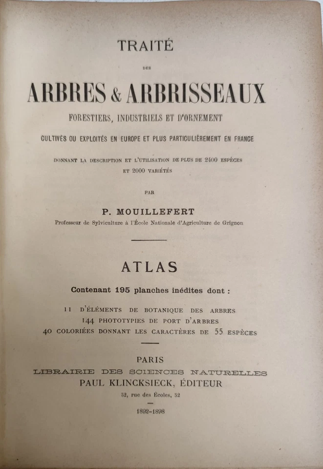 livre ancien/P.Mouillefert /Traîté des arbres et arbrissaux/Atlas - Photo 4/4