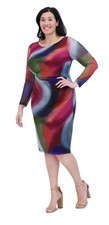 Vince Camuto Plus Size Boat-Neck Long-Sleeve Mesh Dress - Multicolor-16W