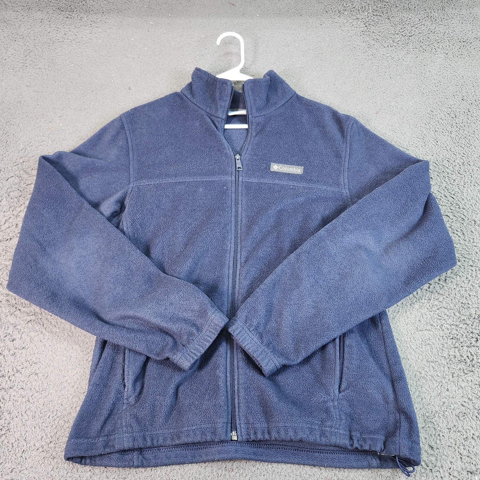 Columbia Fleece Jacket Mens Medium Blue Full Zip Pockets Outdoor Hiking Trail