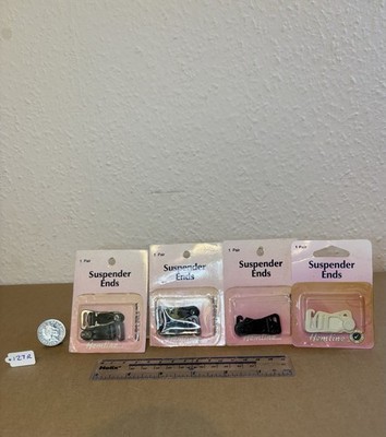 4 neue Packungen Hosenträgerenden (insgesamt 8), 3 Packungen schwarz, 1 Packung weiß