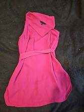 Karen Millen Ladies Pink Collared Off Shoulder Belted Mini Dress Size Uk8 Eur36