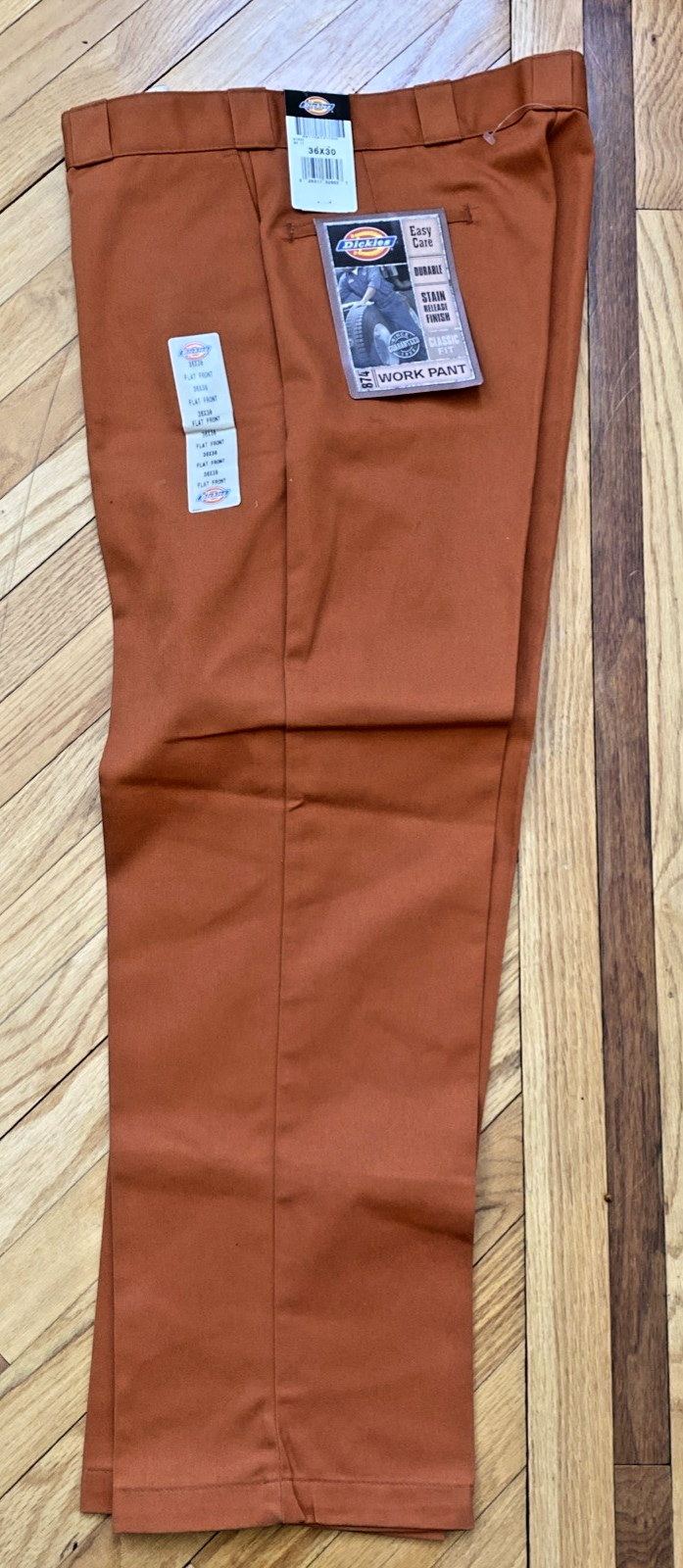 VTG Dickies 874 Work Pants Mens 36x30 Rust Straight Leg Poly-Cotton Talon USA
