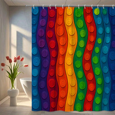 Colorful Waves Shower Curtain, Modern Design for Kids Bathroom