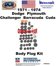 1971 72 73 74 Barracuda Cuda Challenger Body Plug Kit New Mopar Usa