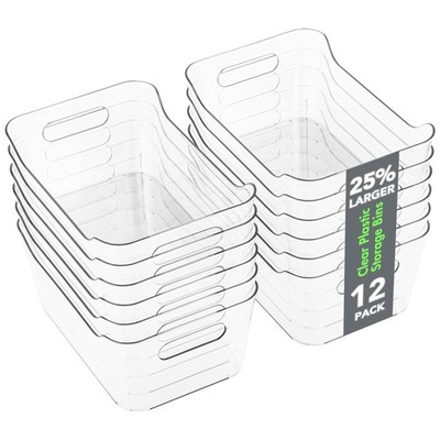 Tiawudi 12 Pack Plastic Storage Bins Multi Use Organizer Bins Pantry Organizer