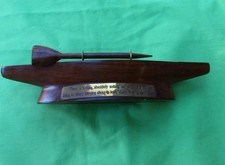 Vintage Wind In The Willows Wood, Teak and Brass Dinghy and Oars Ornament 