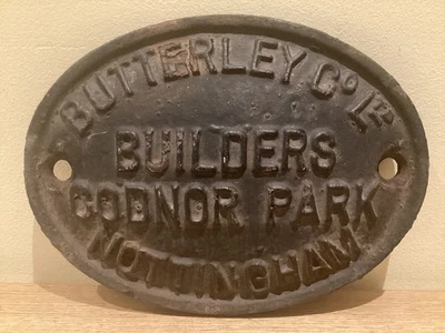 Original Railway Plate ~ BUTTERLEY CO LTD. BUILDERS. CONDOR PARK. NOTTINGHAM - Image 1 of 4
