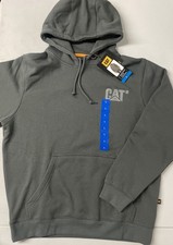 Caterpillar Embroidered CAT Logo Hoodie Men's LARGE S3 Cord Sweatshirt GRAY