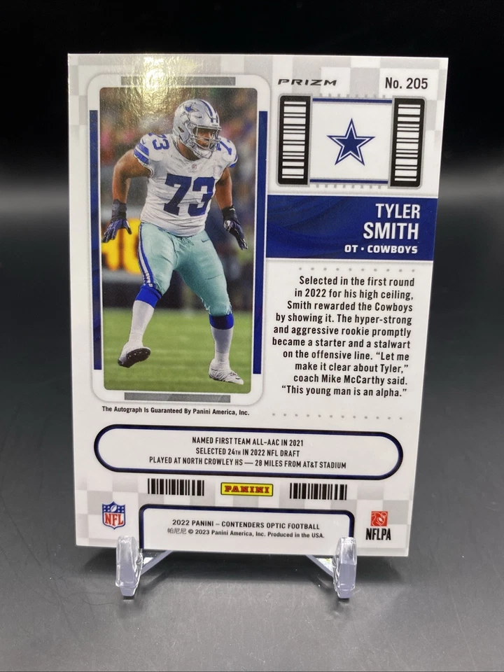 2022 Contenders Optic Tyler Smith Silver Rookie Ticket Autograph Cowboys #205 - Image 2 of 2