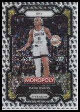 2024 Prizm Monopoly WNBA #55 Dana Evans Monopoly Man Black and White Prizms