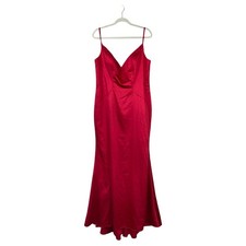 MAC DUGGAL Red Satin Gown Long Dress Plus Size 14 Formal Glam Event Gala Dance