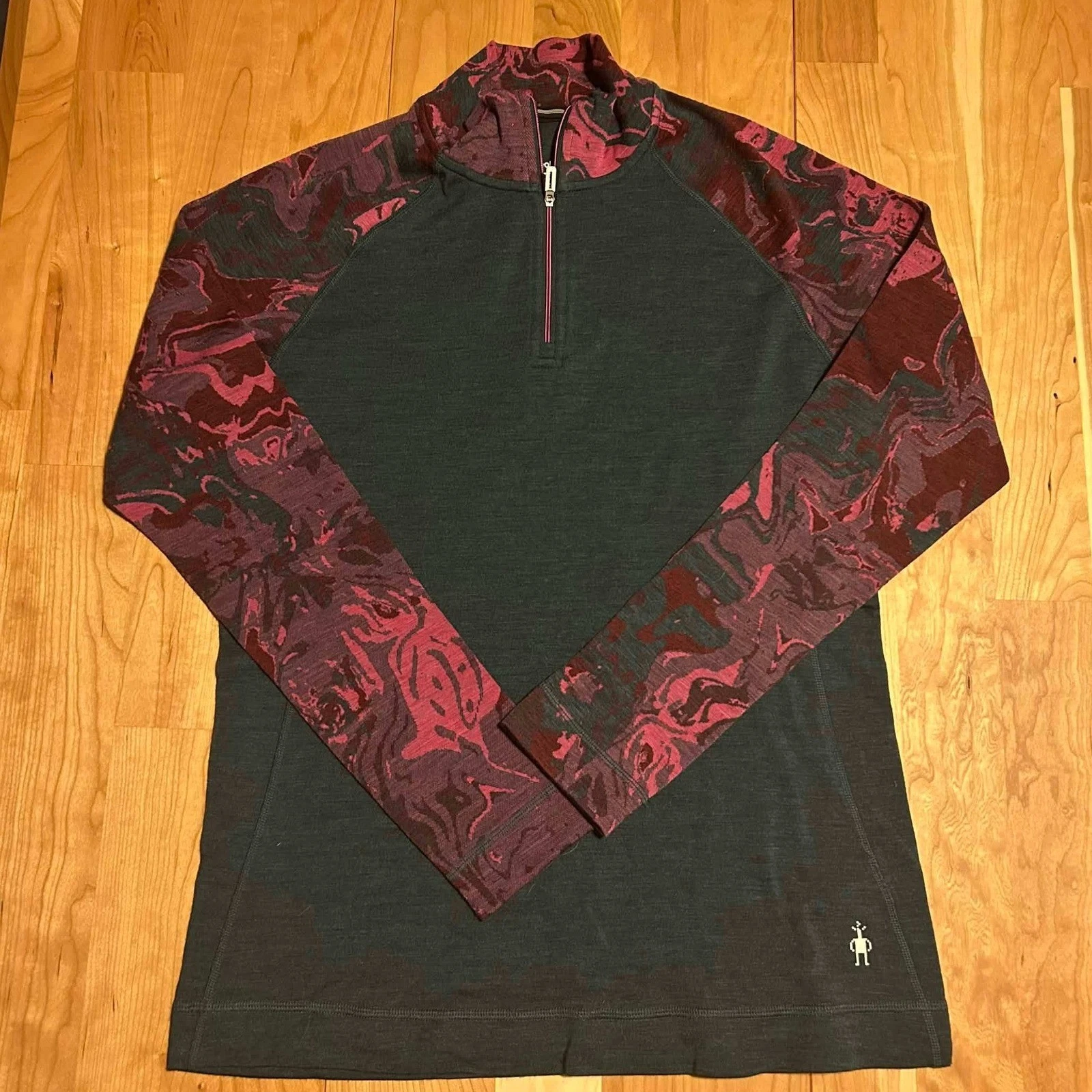 Smartwool Merino 250 1/4 Zip Base Layer Top Twilight Blue Marble XL