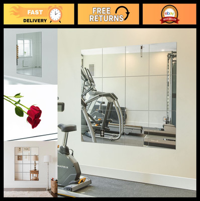 Frameless Wall Mounted Mirrors 12'' x 12'' - Full Length Glass Tiles for Home Gym,
