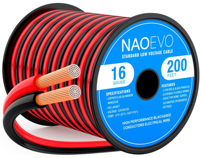 16 Gauge Wire 200FT, 2 Conductors Electrical Wire Red Black Cable, Flexible/Low 