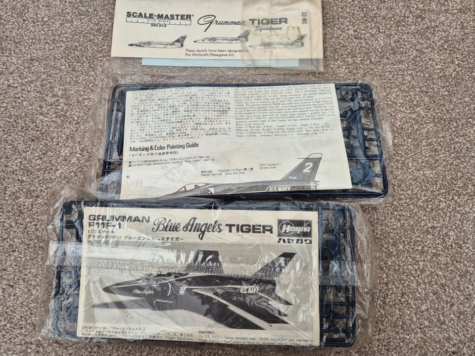 1/72 Vintage Hasegawa Grunman Blu Angeli F11F-1 Tiger Piano Kit Modello JS-156 - Immagine 4 di 4