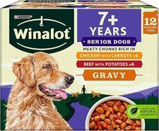 WINALOT Meaty Chunks Senior Mixed in Gravy Wet Dog Food Pouches 12x100g (Pack of 22.26 per kilo