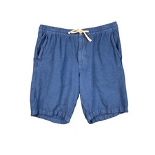 Tommy Bahama Shorts Mens M Blue Linen Blend Tropical Beans Drawstring Chambray