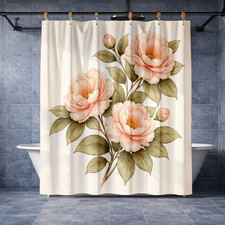 Floral Pink Rose Shower Curtain Elegant 72x72 Polyester Bathroom Decor