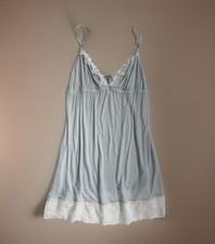 Victorias Secret Chemise Sz Large Nightgown Luxury Blend Gray Lace Trim Nightie