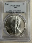 1986 $1 American Silver Eagle PCGS MS 68