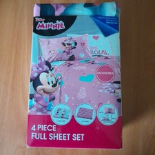 New Disney Junior Minnie Mouse "Being Fabulous" 4 Piece Full Sheet Set Bedding