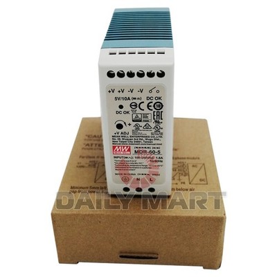New In Box MEANWELL MDR-60-5 DIN-Rail Power Supply 5V 10A #jd