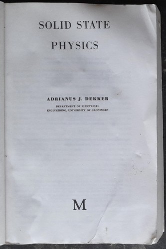 Solid State Physics - A.J. Dekker - 1975 - Macmillan - Imagen 4 de 6