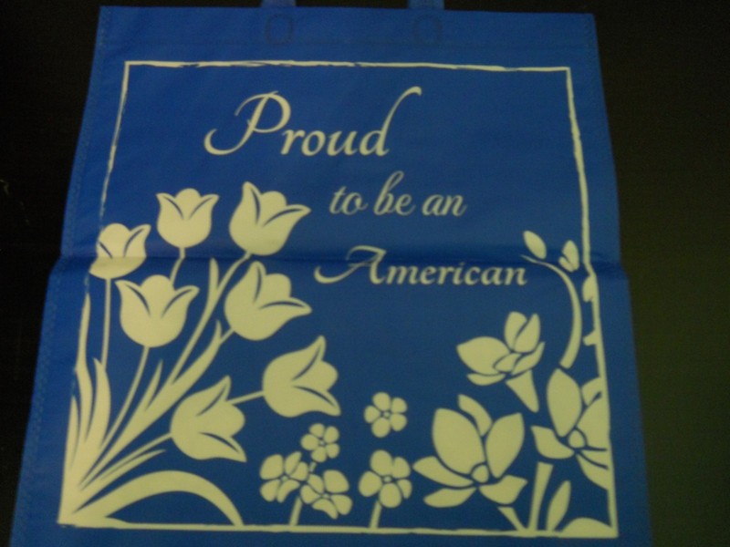NEW  ~"Proud to be an AMERICAN" BLUE   Tote Bag ~ 14.5" x 13.5"