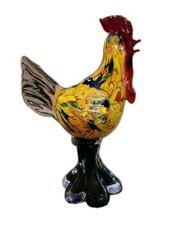 Murano Millefiore Style Handcrafted Art Glass Rooster Sculptures 10" 3lbs