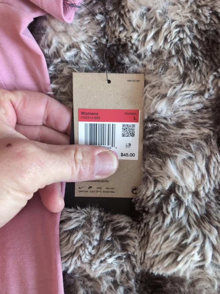 Nike One Relaxed Women's Dri-FIT Short-Sleeve Top Pink (FN2814-699) Size L NEW - Image 2 of 4