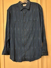 Vintage Sostanza Apparel Jacquard Blue Shirt Medium NWT