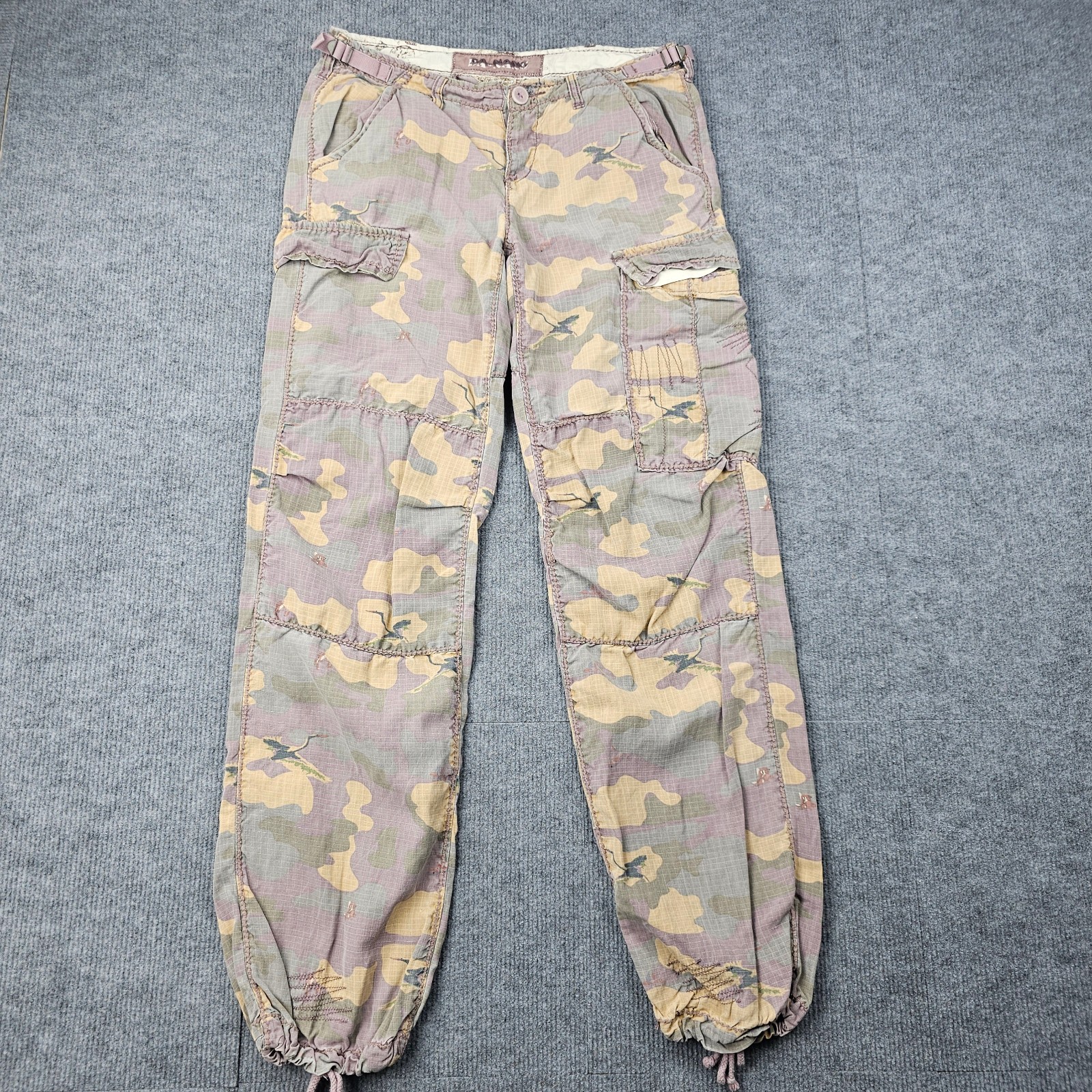 Vintage Da Nang Cargo Pants Womens Small Y2K Camo Parachute Tactical Streetwear