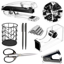 Office Desk Accessories  Office Supplies Set Acrylic Stapler Set Staple Remove...