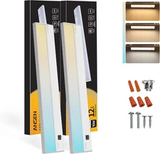 Ansen 2Packs of Under Cabinet Lighting Hardwired, 12in 10W 666LM Dimmable Led Li