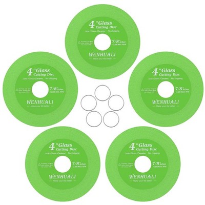 WENHUALI 5 Pcs Glass Cutting Disc for Angle Grinder, 4'' X 5 4'', Green 