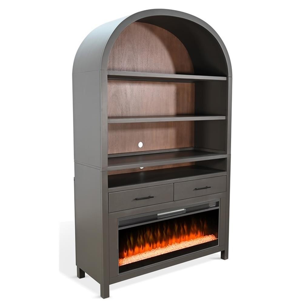Sunny Designs 51.5" Wide Arch Bookcase with Electric Fireplace