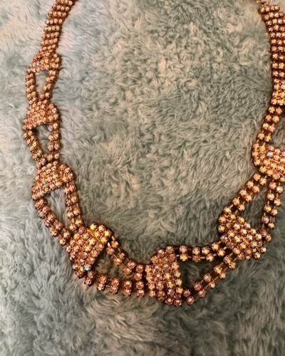 Vintage aurora borealis rhinestone necklace