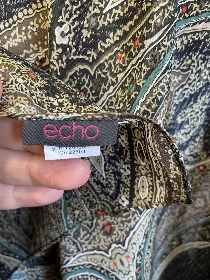 Bufanda de seda para mujer H31# Echo negra cachemira estampado floral cuadrada vintage Foto 4 de 4