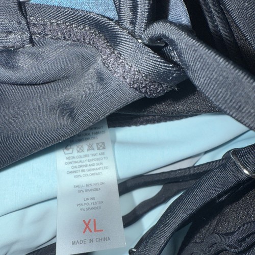 Tankini Top Costume da Bagno Criss Cross Cinghie Regolabili Blu Nero XL Reggiseno Mensola - Foto 6 di 6