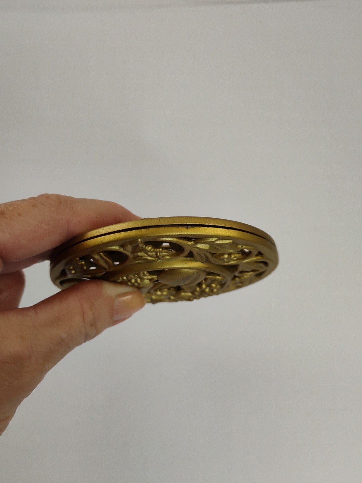 Potpourri Jar Bowl Metal Lid Gold 3.5" x 3.5” Fruit Decor Lot Of 2