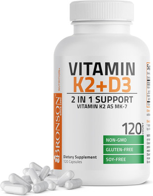 Vitamin K2 (MK7) with D3 Supplement Non-Gmo Formula 5000 IU Vitamin D3 & 90 Mcg