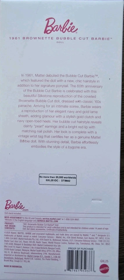 Barbie Silkstone Brownette Bubblecut reproducción GXL25 NUEVO EN CAJA + remitente Mattel  Foto 4 de 4