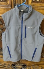 Eddie Bauer Gray Vest With Blue Details Fleece Lined Size Large