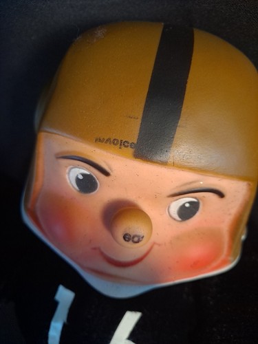 Columbia Toys 1961 ROKO 16" Black & Gold Football Player Vinyl Head Plush *RARE* - Picture 11 of 13